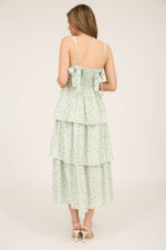 Corset Ruffle Tiered Midi Dress | Sage