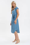 The Amanda Chambray Button Down Belted Midi Dress