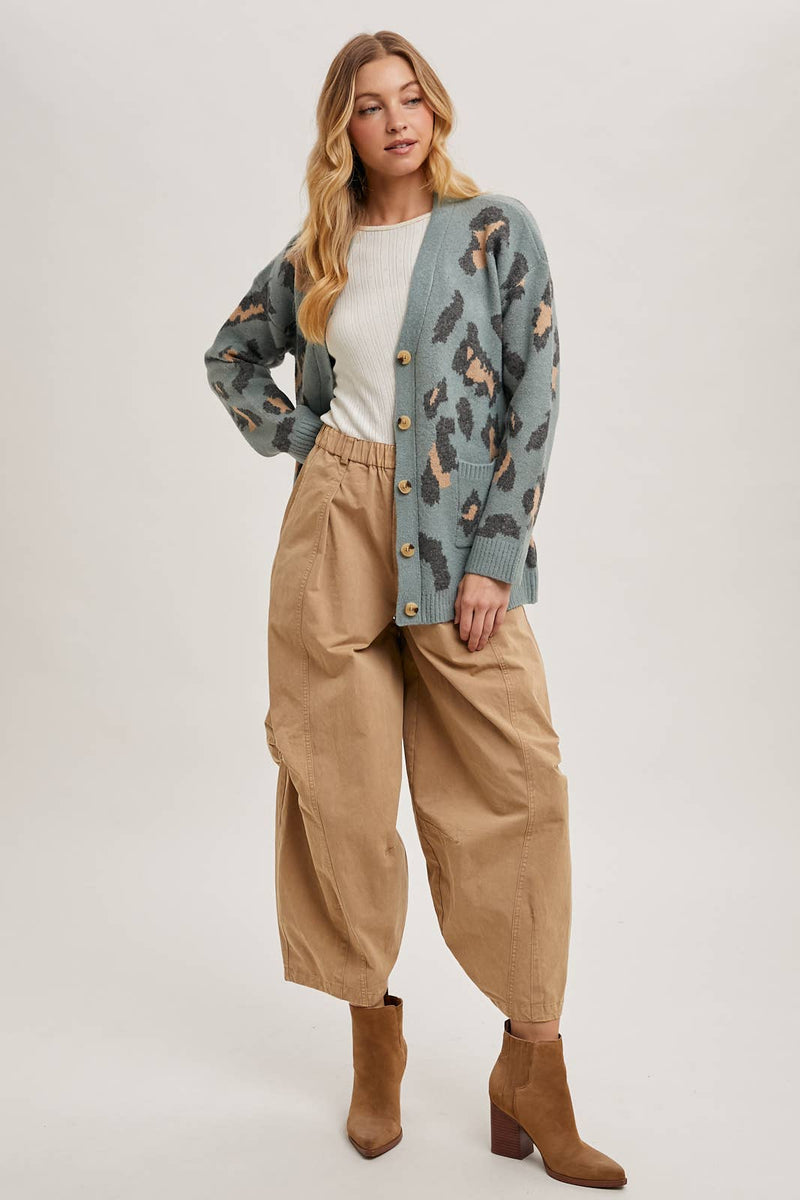 Button Up Cheetah Cardigan | Oatmeal