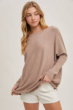 Flowy Boatneck Dolman Tunic | Latte