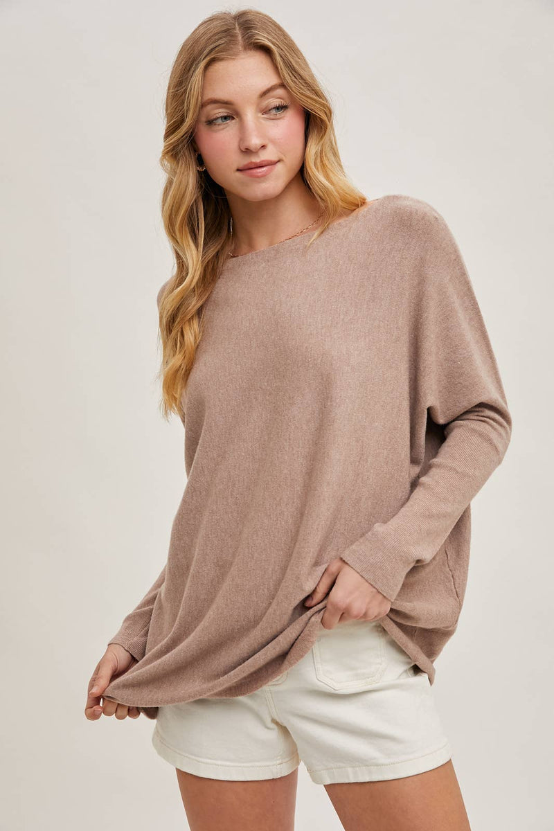 Flowy Boatneck Dolman Tunic | Latte