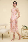 Floral Smocked Ruffle Detail Tiered Maxi Dress | Pink