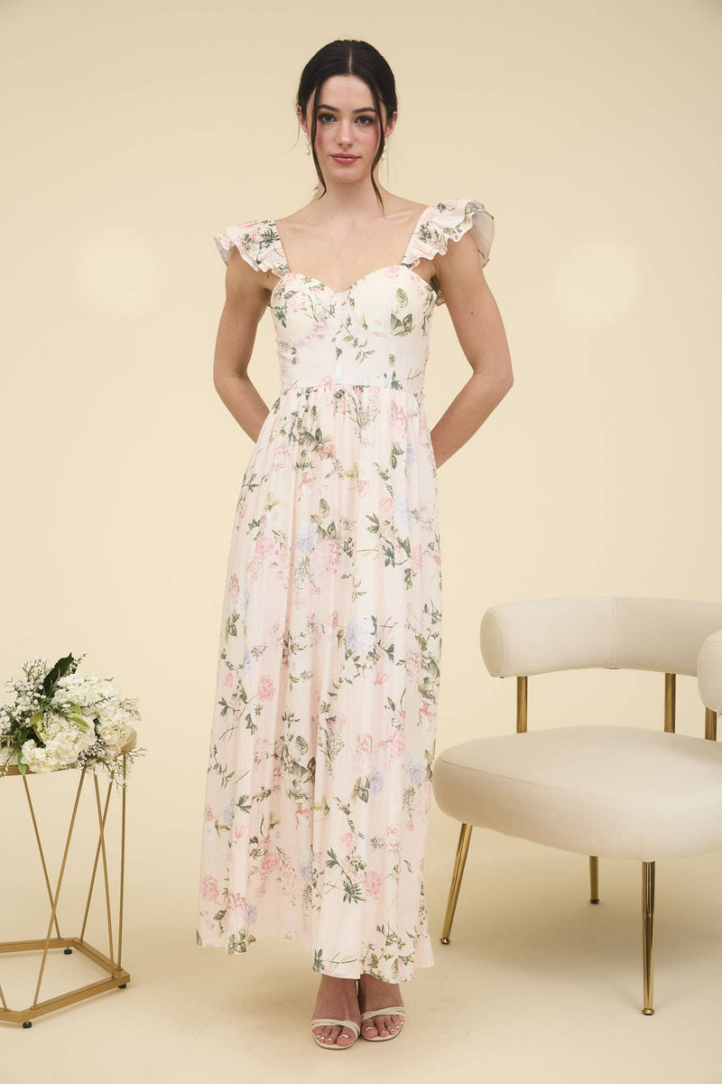 Elizabeth Sweetheart Corset Maxi Dress | Blush