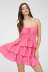 Ruffle Tiered Spaghetti Strap Mini Dress | Pink