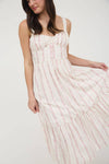 Floral Stripe Button Detail Maxi Dress | Pink