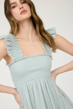 Garden Party Polka Dot Chiffon Tiered Mini Dress | Sage