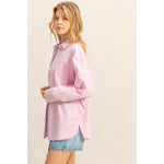 Long Sleeve Poplin Oversized Shirt | Pink