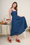 Sleeveless Bow Detail Denim Dress