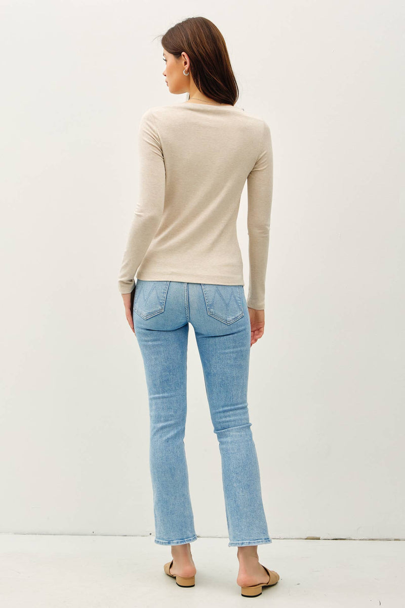 Wide Neck Knit Top | Oatmeal