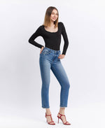 The Tori High Rise Cuffed Crop Slim Straight Jean