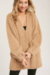 Fuzzy Knit Balloon Sleeve Jacket | Dusty Pink