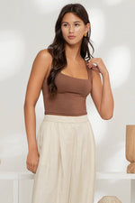 Reversible Cropped Square Neck Tank | Chocolate