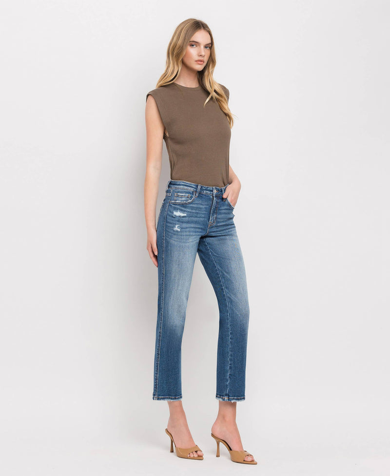 The Wayne High Rise Crop Straight Jeans