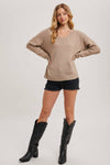 V-Neck Soft Knit Sweater Pullover | Latte