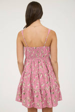 Floral Sleeveless Tiered Mini Dress | Dusty Fuchsia