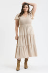 Curvy Flutter Sleeve Maxi Dress | Khaki