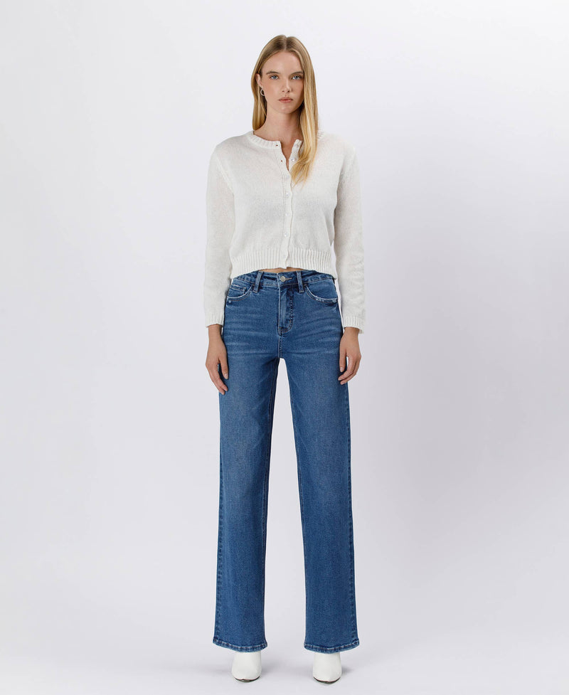 The Lauren Super High Rise Tummy Control Wide Leg Jean