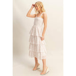 Ditsy Floral Print Smocked Tiered Dress | White