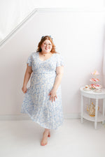 The Curvy Take Me Anywhere Smocked Flutter Sleeve Dress | Blue