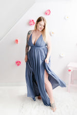 Sleeveless Double Strap Slit Maxi Dress | Midnight Blue