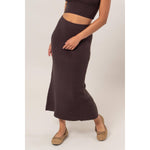 Ribbed Knit Midi Skirt | Espresso