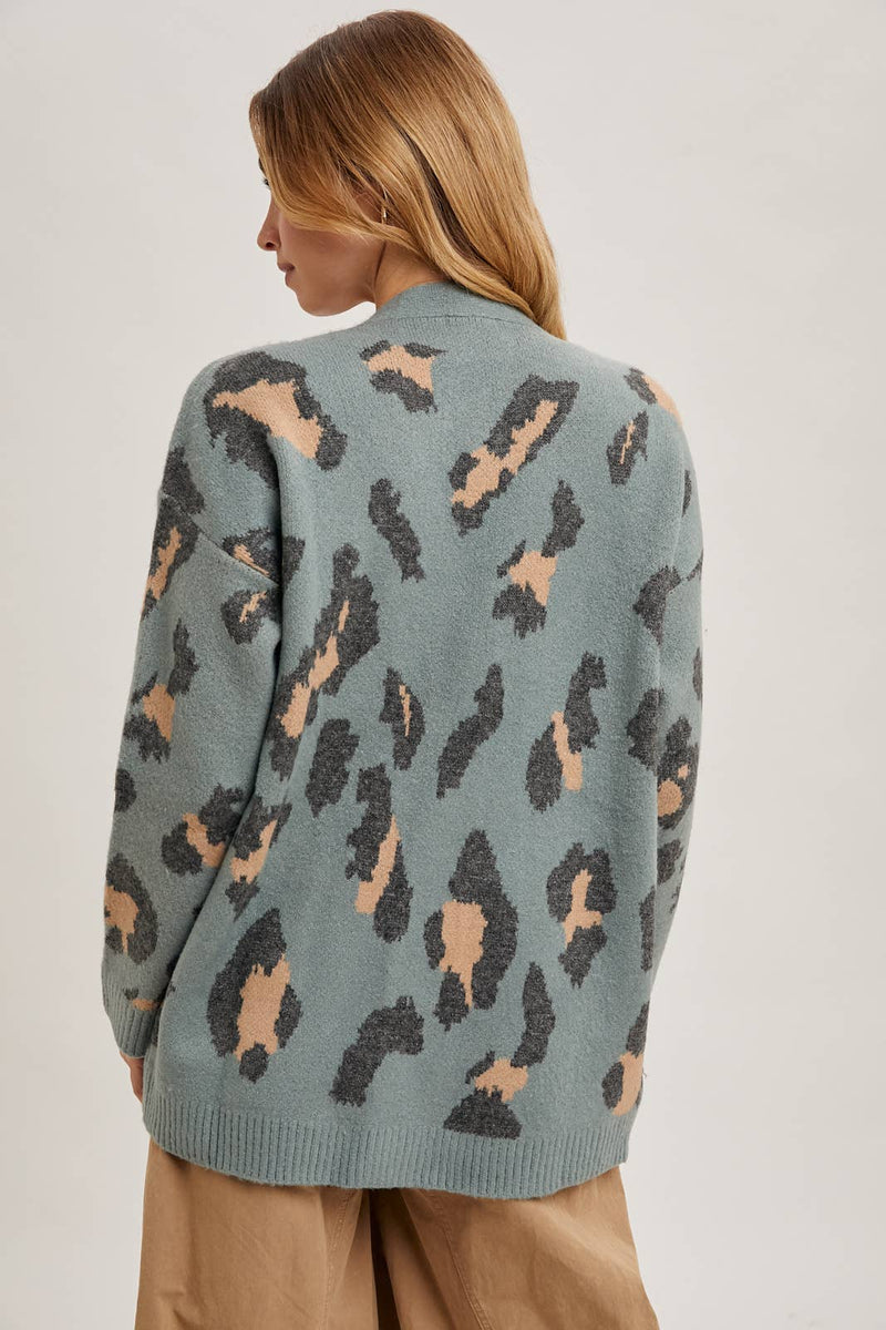 Button Up Cheetah Cardigan | Oatmeal