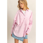 Long Sleeve Poplin Oversized Shirt | Pink