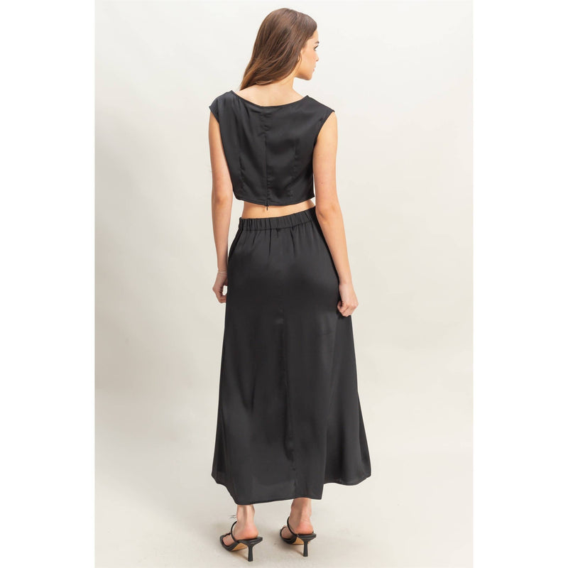 Sleeveless Top And Maxi Skirt Set | Black