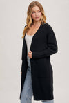 Ribbed Open Front Cardigan | Black