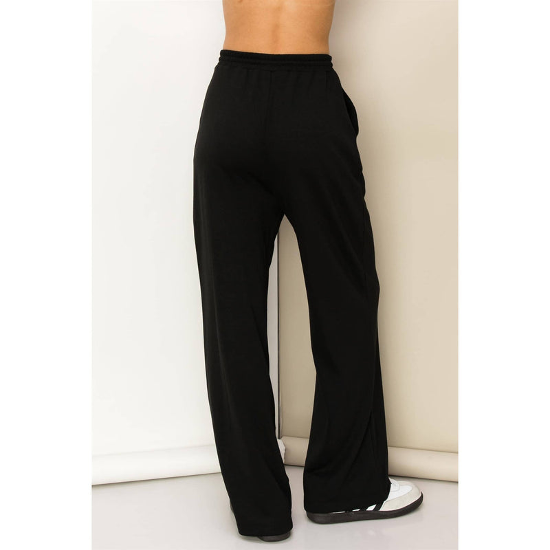 Drawstring Straight Jogger Pants | Black