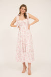Floral Tie Strap Ruched Detail Maxi Dress | Pink