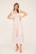 Floral Tie Strap Ruched Detail Maxi Dress | Pink