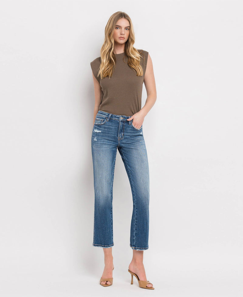 The Wayne High Rise Crop Straight Jeans