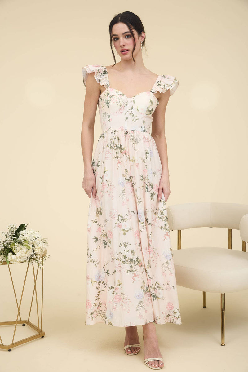 Elizabeth Sweetheart Corset Maxi Dress | Blush