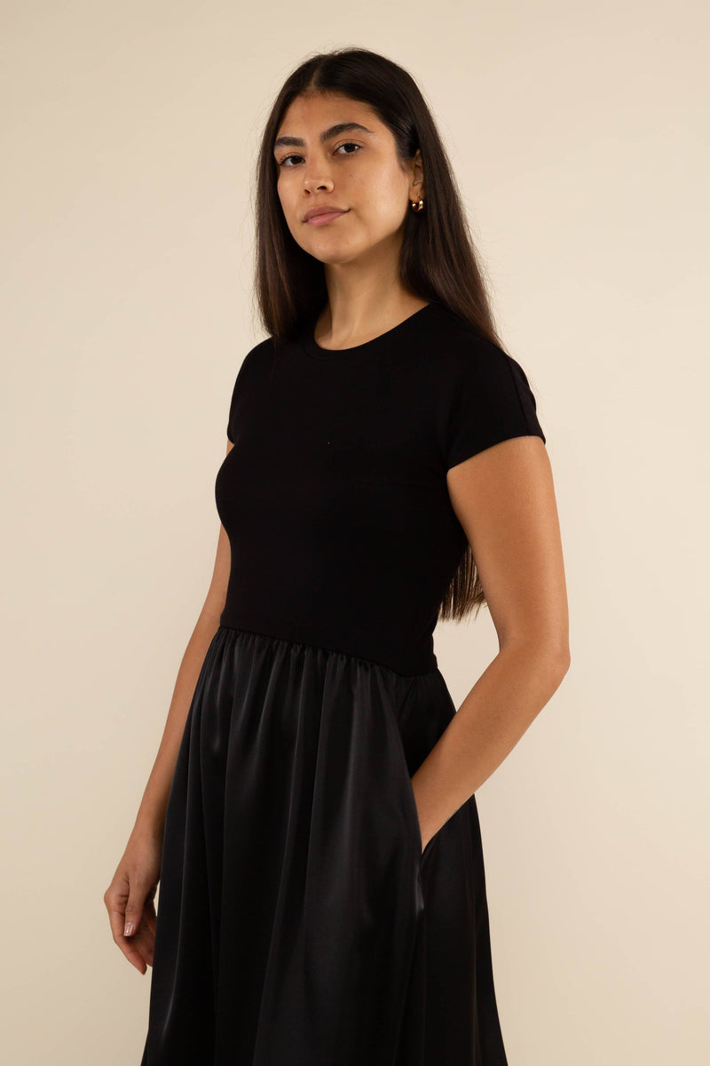 Fanny Contrast Midi Dress | Black