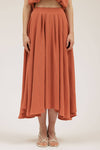 Boxy Pleated Midi Skirt | Apricot