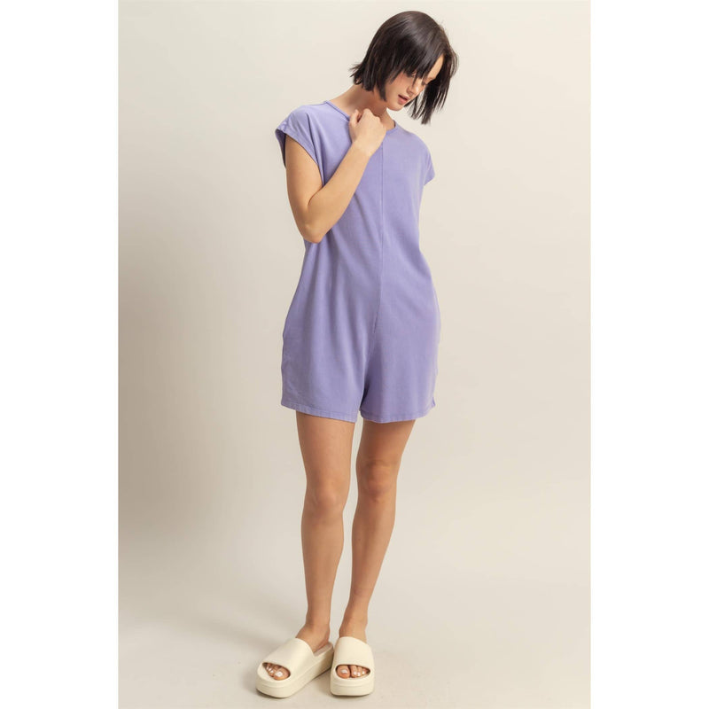 Sleeveless Relaxed Fit Breezy Romper | Lilac