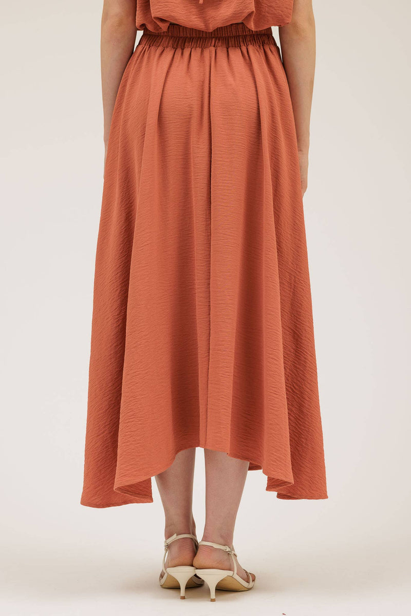 Boxy Pleated Midi Skirt | Apricot