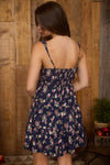 Floral Sleeveless Tiered Mini Dress | Navy