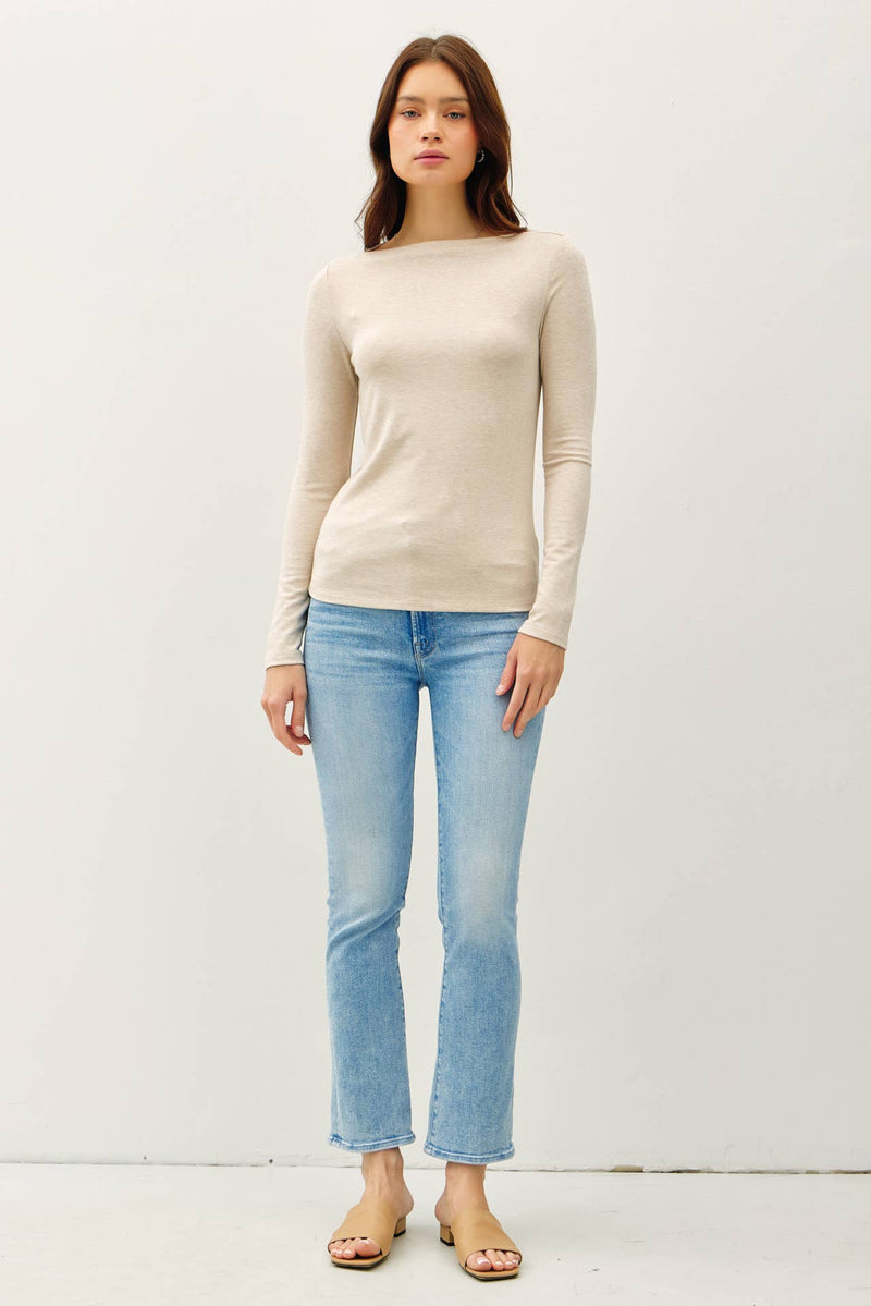 Wide Neck Knit Top | Oatmeal