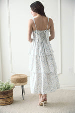 Corset Ruffle Tiered Midi Dress | Blue