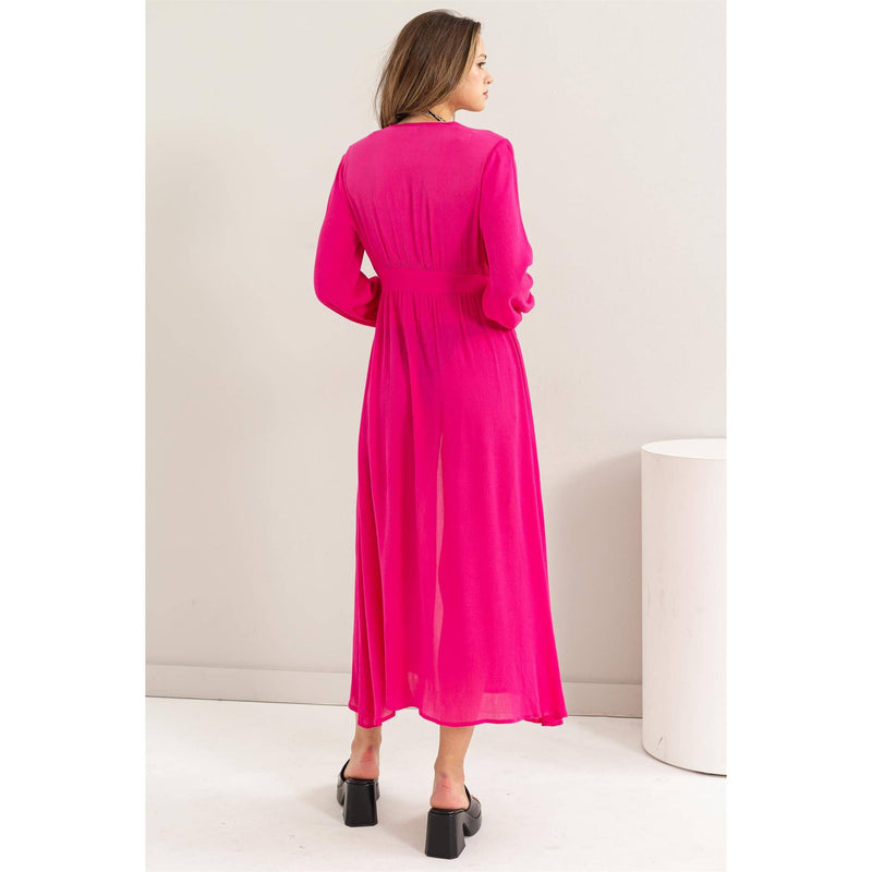Cover-up Tie Front Duster | Hot Pink