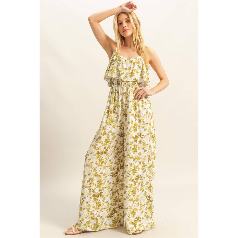 Floral Print Spaghetti Strap Jumpsuit | Matcha