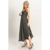 Ditsy Floral Print Sleeveless Midi Dress | Black