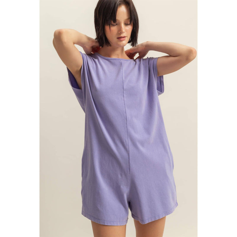 Sleeveless Relaxed Fit Breezy Romper | Lilac