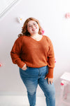 The Curvy Move Slow Sweater | Rust