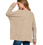 Live In Front Seam Side Slit Sweater | Ash Mocha