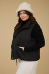 Curvy Solid Zip Up Puffer Vest | Black