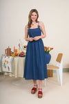 Sleeveless Bow Detail Denim Dress