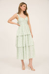 Corset Ruffle Tiered Midi Dress | Sage